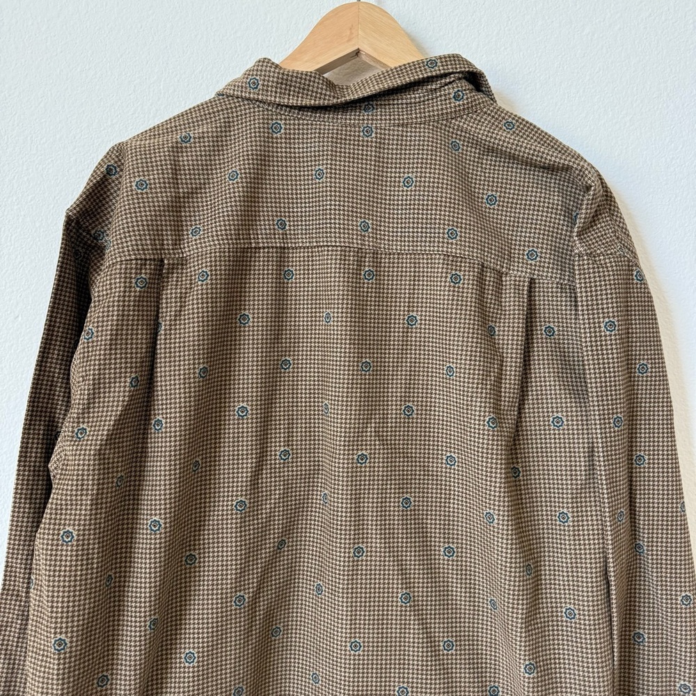 RVCA Brown Houndstooth Button Up Freeman Corduroy Long 100% Cotton Sleeve XXL - Picture 8 of 16